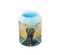 Quteprint African Animal Elephant Dog Paw Cleaner Cup - Pet Foot Washer with Soft Silicone Brush, Portable Muddy Paw Cleaner for Small, Medium, Large Breed Dogs & Cats (2.56x2.56x4.53inch)