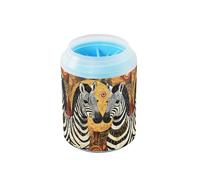 Quteprint African Ethnic Animal?zebra Dog Paw Cleaner Cup - Pet Foot Washer with Soft Silicone Brush, Portable Muddy Paw Cleaner for Small, Medium, Large Breed Dogs & Cats (2.56x2.56x4.53inch)