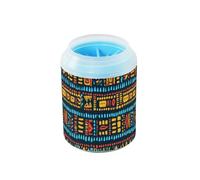 Quteprint African Ethnic Geometric Aztec Dog Paw Cleaner Cup - Pet Foot Washer with Soft Silicone Brush, Portable Muddy Paw Cleaner for Small, Medium, Large Breed Dogs & Cats (2.56x2.56x4.53inch)