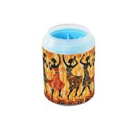 Quteprint African Woman Dancers Ethnic Dog Paw Cleaner Cup - Pet Foot Washer with Soft Silicone Brush, Portable Muddy Paw Cleaner for Small, Medium, Large Breed Dogs & Cats (2.56x2.56x4.53inch)