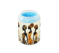 Quteprint African Woman Print Ethnic Dog Paw Cleaner Cup - Pet Foot Washer with Soft Silicone Brush, Portable Muddy Paw Cleaner for Small, Medium, Large Breed Dogs & Cats (2.56x2.56x4.53inch)