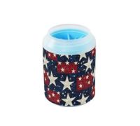 Quteprint American Flag Stars Dog Paw Cleaner Cup - Pet Foot Washer with Soft Silicone Brush, Portable Muddy Paw Cleaner for Small, Medium, Large Breed Dogs & Cats (2.56x2.56x4.53inch)