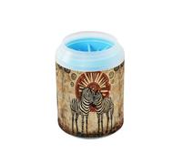 Quteprint Ancient African Animal?zebra Dog Paw Cleaner Cup - Pet Foot Washer with Soft Silicone Brush, Portable Muddy Paw Cleaner for Small, Medium, Large Breed Dogs & Cats (2.56x2.56x4.53inch)