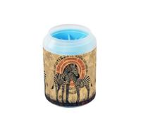 Quteprint Ancient African Zebra Dog Paw Cleaner Cup - Pet Foot Washer with Soft Silicone Brush, Portable Muddy Paw Cleaner for Small, Medium, Large Breed Dogs & Cats (2.56x2.56x4.53inch)