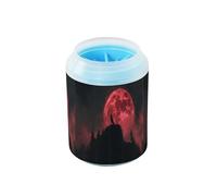 Quteprint Animal Howling Wolf Moon Dog Paw Cleaner Cup - Pet Foot Washer with Soft Silicone Brush, Portable Muddy Paw Cleaner for Small, Medium, Large Breed Dogs & Cats (2.56x2.56x4.53inch)
