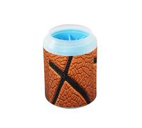 Quteprint Ball Sport Basketball Texture Dog Paw Cleaner Cup - Pet Foot Washer with Soft Silicone Brush, Portable Muddy Paw Cleaner for Small, Medium, Large Breed Dogs & Cats (2.56x2.56x4.53inch)