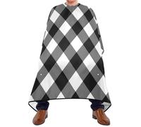 Quteprint Barber Cape for Haircutting Black White Plaid Buffalo - Waterproof Adjustable Hair Cutting Cape for Men Women Kids Salon & Home Use, Professional Salon Cape (2 Suction Cup Hooks)