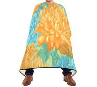 Quteprint Barber Cape for Haircutting Chrysanthemum Blue Yellow Flower - Waterproof Adjustable Hair Cutting Cape for Men Women Kids Salon & Home Use, Professional Salon Cape (2 Suction Cup Hooks)