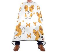 Quteprint Barber Cape for Haircutting Cute Corgi Dog Bones Pattern - Waterproof Adjustable Hair Cutting Cape for Men Women Kids Salon & Home Use, Professional Salon Cape (2 Suction Cup Hooks)
