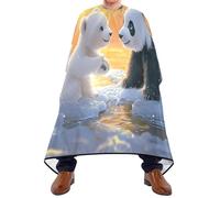 Quteprint Barber Cape for Haircutting Cute Polar Bear Panda - Waterproof Adjustable Hair Cutting Cape for Men Women Kids Salon & Home Use, Professional Salon Cape (2 Suction Cup Hooks)