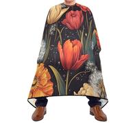 Quteprint Barber Cape for Haircutting Fantasy Dandelions Tulips Flower - Waterproof Adjustable Hair Cutting Cape for Men Women Kids Salon & Home Use, Professional Salon Cape (2 Suction Cup Hooks)