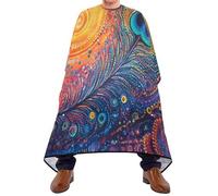 Quteprint Barber Cape for Haircutting Fantasy Ethnic Paisley Feathers - Waterproof Adjustable Hair Cutting Cape for Men Women Kids Salon & Home Use, Professional Salon Cape (2 Suction Cup Hooks)