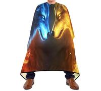 Quteprint Barber Cape for Haircutting Fire Two Wolves Facing Wolf - Waterproof Adjustable Hair Cutting Cape for Men Women Kids Salon & Home Use, Professional Salon Cape (2 Suction Cup Hooks)