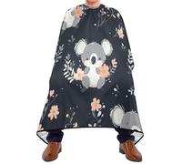 Quteprint Barber Cape for Haircutting Flower Kawaii Koala Bear - Waterproof Adjustable Hair Cutting Cape for Men Women Kids Salon & Home Use, Professional Salon Cape (2 Suction Cup Hooks)