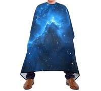 Quteprint Barber Cape for Haircutting Galaxy Blue Nebula Stars - Waterproof Adjustable Hair Cutting Cape for Men Women Kids Salon & Home Use, Professional Salon Cape (2 Suction Cup Hooks)