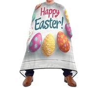 Quteprint Barber Cape for Haircutting Happy Easter Eggs Wooden - Waterproof Adjustable Hair Cutting Cape for Men Women Kids Salon & Home Use, Professional Salon Cape (2 Suction Cup Hooks)