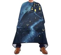 Quteprint Barber Cape for Haircutting Happy Halloween Witch Moon - Waterproof Adjustable Hair Cutting Cape for Men Women Kids Salon & Home Use, Professional Salon Cape (2 Suction Cup Hooks)