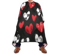 Quteprint Barber Cape for Haircutting Happy Valentines Love Hearts - Waterproof Adjustable Hair Cutting Cape for Men Women Kids Salon & Home Use, Professional Salon Cape (2 Suction Cup Hooks)