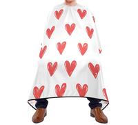 Quteprint Barber Cape for Haircutting Happy Valentines Red Hearts - Waterproof Adjustable Hair Cutting Cape for Men Women Kids Salon & Home Use, Professional Salon Cape (2 Suction Cup Hooks)