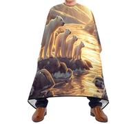 Quteprint Barber Cape for Haircutting Polar Bear Sunset - Waterproof Adjustable Hair Cutting Cape for Men Women Kids Salon & Home Use, Professional Salon Cape (2 Suction Cup Hooks)