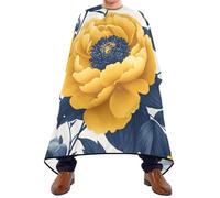 Quteprint Barber Cape for Haircutting Yellow Floral Chrysanthemum Pattern - Waterproof Adjustable Hair Cutting Cape for Men Women Kids Salon & Home Use, Professional Salon Cape (2 Suction Cup Hooks)