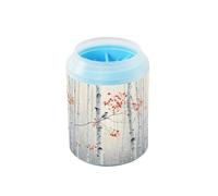 Quteprint Birch Tree Branch Bird Dog Paw Cleaner Cup - Pet Foot Washer with Soft Silicone Brush, Portable Muddy Paw Cleaner for Small, Medium, Large Breed Dogs & Cats (2.56x2.56x4.53inch)