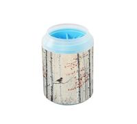 Quteprint Bird on Tree Branch Dog Paw Cleaner Cup - Pet Foot Washer with Soft Silicone Brush, Portable Muddy Paw Cleaner for Small, Medium, Large Breed Dogs & Cats (2.56x2.56x4.53inch)