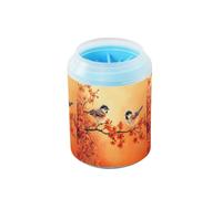 Quteprint Birds on The Branches Flower Dog Paw Cleaner Cup - Pet Foot Washer with Soft Silicone Brush, Portable Muddy Paw Cleaner for Small, Medium, Large Breed Dogs & Cats (2.56x2.56x4.53inch)
