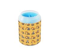 Quteprint Cartoon Construction Excavator Dog Paw Cleaner Cup - Pet Foot Washer with Soft Silicone Brush, Portable Muddy Paw Cleaner for Small, Medium, Large Breed Dogs & Cats (2.56x2.56x4.53inch)
