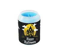 Quteprint Cartoon Happy Halloween Castle Dog Paw Cleaner Cup - Pet Foot Washer with Soft Silicone Brush, Portable Muddy Paw Cleaner for Small, Medium, Large Breed Dogs & Cats (2.56x2.56x4.53inch)