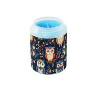 Quteprint Cartoon Owls Tree Branch Dog Paw Cleaner Cup - Pet Foot Washer with Soft Silicone Brush, Portable Muddy Paw Cleaner for Small, Medium, Large Breed Dogs & Cats (2.56x2.56x4.53inch)
