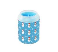 Quteprint Christmas Snowman Snowflake Dog Paw Cleaner Cup - Pet Foot Washer with Soft Silicone Brush, Portable Muddy Paw Cleaner for Small, Medium, Large Breed Dogs & Cats (2.56x2.56x4.53inch)