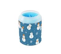 Quteprint Christmas Snowman Snowflake Pattern Dog Paw Cleaner Cup - Pet Foot Washer with Soft Silicone Brush, Portable Muddy Paw Cleaner for Small, Medium, Large Breed Dogs & Cats (2.56x2.56x4.53inch)