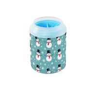 Quteprint Christmas Snowman Snowflake Winter Dog Paw Cleaner Cup - Pet Foot Washer with Soft Silicone Brush, Portable Muddy Paw Cleaner for Small, Medium, Large Breed Dogs & Cats (2.56x2.56x4.53inch)