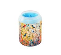 Quteprint Colorful Bird Tree Branch Dog Paw Cleaner Cup - Pet Foot Washer with Soft Silicone Brush, Portable Muddy Paw Cleaner for Small, Medium, Large Breed Dogs & Cats (2.56x2.56x4.53inch)