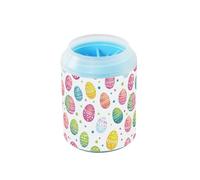 Quteprint Colorful Easter Eggs Polka Dots Dog Paw Cleaner Cup - Pet Foot Washer with Soft Silicone Brush, Portable Muddy Paw Cleaner for Small, Medium, Large Breed Dogs & Cats (2.56x2.56x4.53inch)