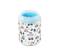 Quteprint Construction Trucks Diggers Tree Dog Paw Cleaner Cup - Pet Foot Washer with Soft Silicone Brush, Portable Muddy Paw Cleaner for Small, Medium, Large Breed Dogs & Cats (2.56x2.56x4.53inch)