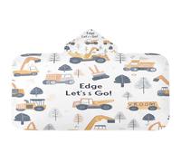 Quteprint Construction Trucks Diggers Tree Kids Bath Towels Hooded Poncho, 50x23.5in Quick Dry Beach Towels for Boys Girls Toddlers, Soft Absorbent Baby Bath & Hooded Towels Cape for Swimming Bathroom