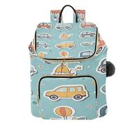 Quteprint Cute Cars Vehicles Quilted Backpack for Women - 15L Lightweight Ladies Bag with Laptop Sleeve, Multiple Pockets, Trendy Shoulder Bags for College, Travel, Work & Daily Use