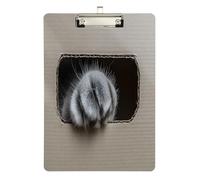 Quteprint Cute Cat Paw Inside The Box Acrylic Clipboard, 9" x 12.5" Clear Scratch-Resistant Clip Board with (Silver) Metal Clip & Wall Hook - 0.25" Thick for Office Classroom Nurses Teachers Students