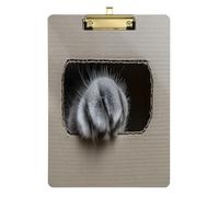 Quteprint Cute Cat Paw Inside The Box Acrylic Clipboard, 9" x 12.5" Clear Scratch-Resistant Clip Board with (Gold) Metal Clip & Wall Hook - 0.25" Thick for Office Classroom Nurses Teachers Students