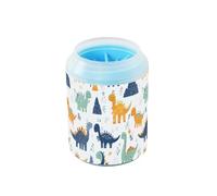 Quteprint Cute Dinosaurs Playful Dino Dog Paw Cleaner Cup - Pet Foot Washer with Soft Silicone Brush, Portable Muddy Paw Cleaner for Small, Medium, Large Breed Dogs & Cats (2.56x2.56x4.53inch)