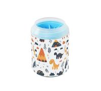 Quteprint Cute Dinosaurs Volcanoes Dog Paw Cleaner Cup - Pet Foot Washer with Soft Silicone Brush, Portable Muddy Paw Cleaner for Small, Medium, Large Breed Dogs & Cats (2.56x2.56x4.53inch)