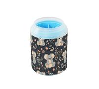 Quteprint Cute Koala Bear Pattern Dog Paw Cleaner Cup - Pet Foot Washer with Soft Silicone Brush, Portable Muddy Paw Cleaner for Small, Medium, Large Breed Dogs & Cats (2.56x2.56x4.53inch)