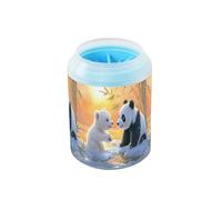 Quteprint Cute Polar Bear Panda Dog Paw Cleaner Cup - Pet Foot Washer with Soft Silicone Brush, Portable Muddy Paw Cleaner for Small, Medium, Large Breed Dogs & Cats (2.56x2.56x4.53inch)