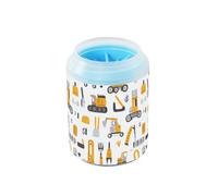Quteprint Diggers Construction Trucks Pattern Dog Paw Cleaner Cup - Pet Foot Washer with Soft Silicone Brush, Portable Muddy Paw Cleaner for Small, Medium, Large Breed Dogs & Cats (2.56x2.56x4.53inch)
