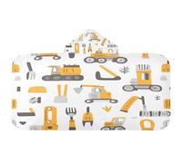 Quteprint Diggers Construction Trucks Pattern Kids Bath Towels Hooded Poncho, 50x23.5in Quick Dry Beach Towels for Boys Girls Toddlers, Soft Absorbent Baby Bath & Hooded Towels Cape for Swimming Bathr