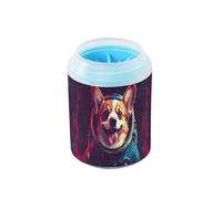 Quteprint Dog Astronaut Star Space Dog Paw Cleaner Cup - Pet Foot Washer with Soft Silicone Brush, Portable Muddy Paw Cleaner for Small, Medium, Large Breed Dogs & Cats (2.56x2.56x4.53inch)