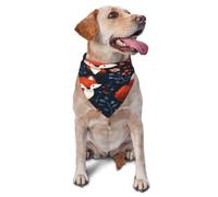 Quteprint Dog Cat Scarf Triangle Bib Bandana - Cartoon Fox Florals Soft Breathable Pet Scarf for Small Dogs Cats, Washable Pet Decor for Feeding & Outdoor