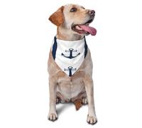 Quteprint Dog Cat Scarf Triangle Bib Bandana - Navy Nautical Anchor Stripes Soft Breathable Pet Scarf for Small Dogs Cats, Washable Pet Decor for Feeding & Outdoor